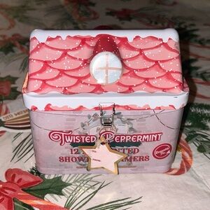 Pink Sky Twisted Peppermint Shower Steamers Reusable Holiday Tin 12 Pc Gift